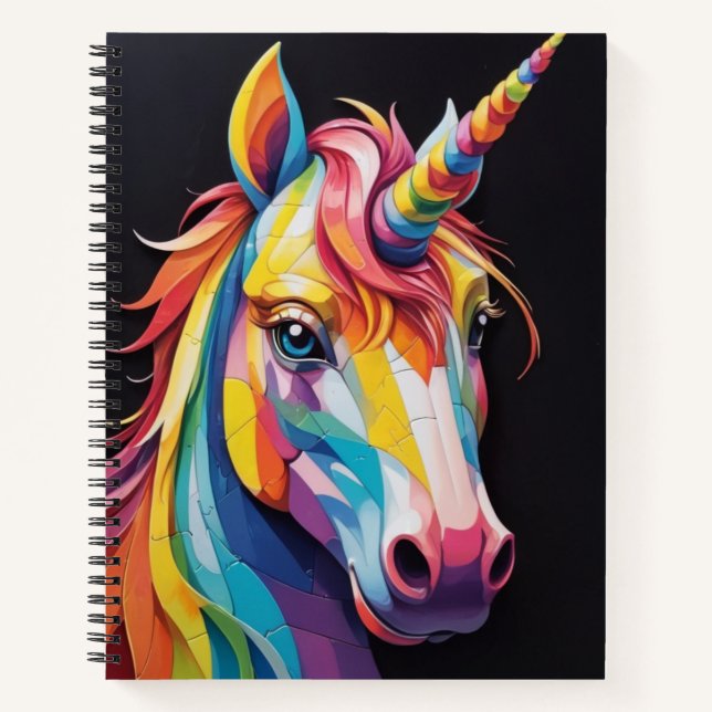 Carnet Face de licorne arc-en-ciel (Devant)