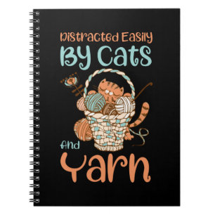 Carnet Facilement Distrait Par Les Chats Et Fils Tricot F