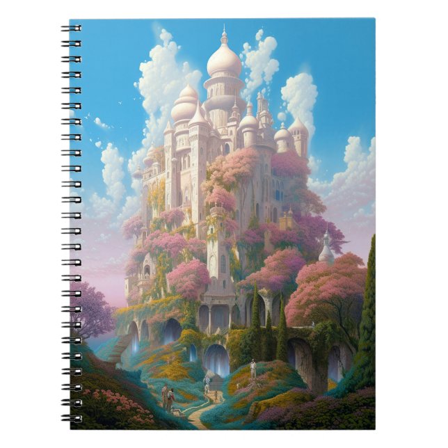 Carnet Fairy Tale Castle Rose White Gold Imaginaire Art (Devant)