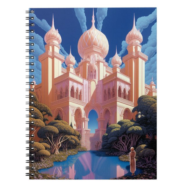 Carnet Fairy Tale Castle Rose White Gold Imaginaire Art (Devant)