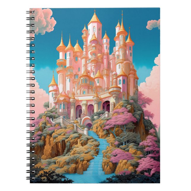Carnet Fairy Tale Castle Rose White Gold Imaginaire Art (Devant)