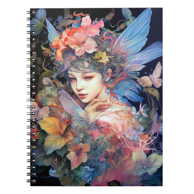 Carnet Fairy Woman in Flowers Imaginaire Art (Devant)