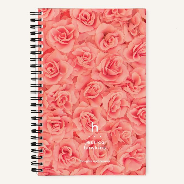 Carnet Faisceau de rose rose tendance Monogramme moderne (Recto)