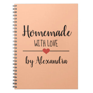 Carnet Fait maison avec amour noir orange Nom Recette