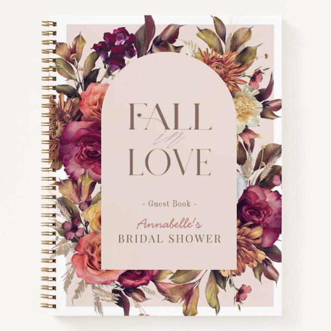 Carnet Fall in Love Wreath Pink Bridal Shower Guest Book (Devant)