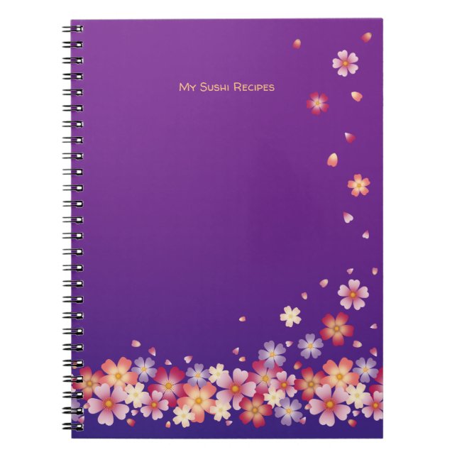 Carnet Falling Sakura Blossoms Blue & Purple Personnalisé (Devant)