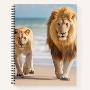 Carnet Famille d'animaux de lions errant la nature