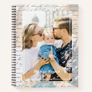 Carnet Famille de photo personnalisée de script manuscrit