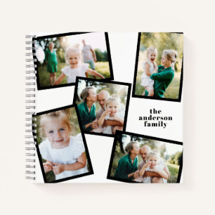 Carnet Famille multi photo noir et blanc moderne simple