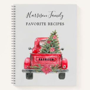 Carnet Famille Noël Recette Vintage Camion Rouge Notebook