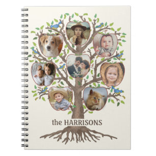 Carnet Family Tree Photo Collage 8 Photos Nom Lt Beige
