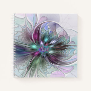 Carnet Fantaisie Abstraite Moderne Fleur Fractale Colorée