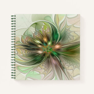 Carnet Fantaisie Abstraite Moderne Fleur Fractale Colorée