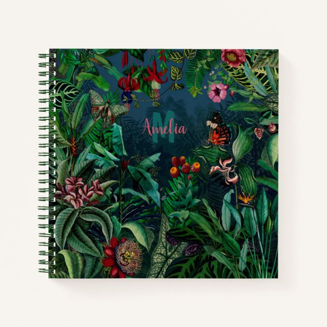 Carnet Fantastique Fabulous Midnight Rainforest Monogramm (Devant)