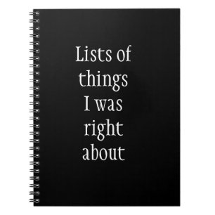 Carnet Fantastiques listes de choses Humour