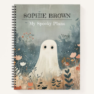 Carnet Fantôme mignon avec Fleurs Halloween lunaire