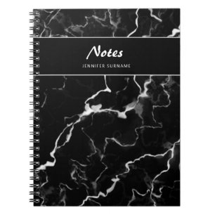 Carnet Faux Black Marble Texture Look Avec Texte Personna