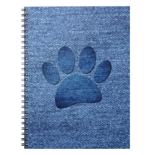 Carnet Faux Denim Jeans Empreinte de patte de chien (Devant)