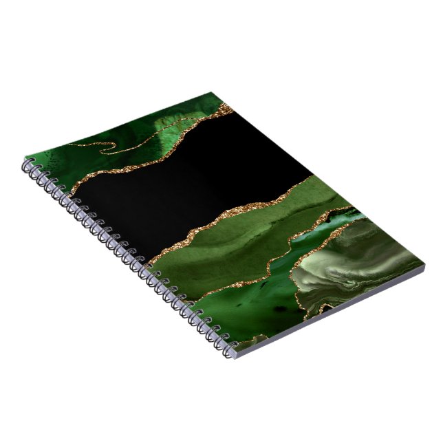Carnet Faux Emerald Green Marbled Agate (Côté Droit)