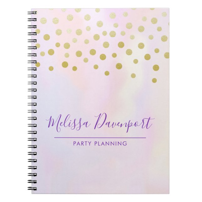 Carnet Faux Gold Confetti sur Purple Aquarelle (Devant)