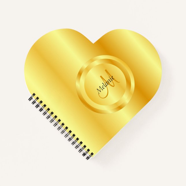 Carnet Faux Gold Elegant Modèle Monogramme Personnalisé (Devant)