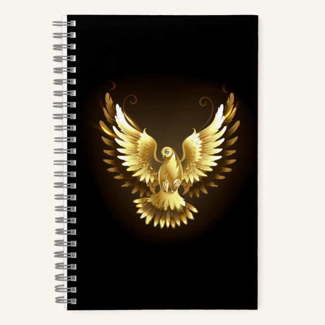 Carnet Faux Gold Foil Peace Dove en noir (Recto)