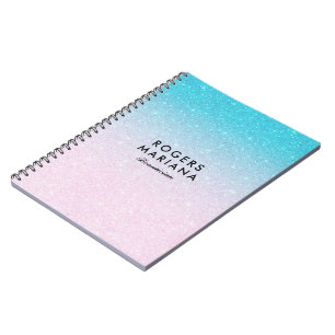 Carnet Faux paillettes ombrées rose et turquoise