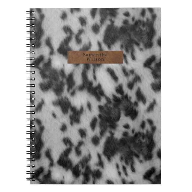 Carnet Faux Poster de animal noir et blanc en cuir (Devant)