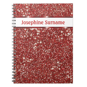 Carnet Faux Rouge Parties scintillant Texture Look Avec N