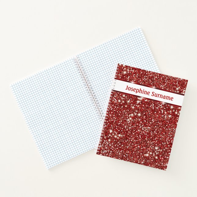 Carnet Faux Rouge Parties scintillant texture Look avec t (Intérieur)