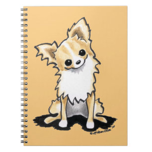 Carnet Fawn & White Longhair Chihuahua Sit Joli