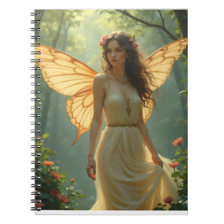 Carnet Fée en robe blanche dans la forêt