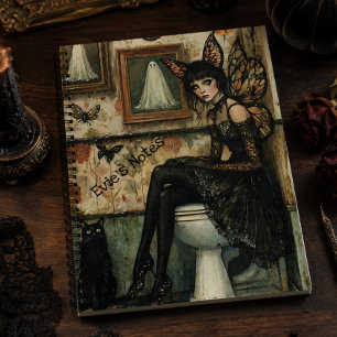 Carnet Fée gothique vintage sur toilettes Halloween perso
