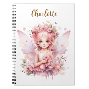 Carnet Fée rose pastel fantaisiste