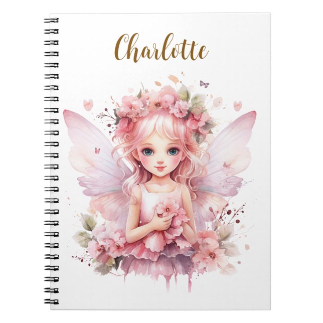 Carnet Fée rose pastel fantaisiste (Devant)
