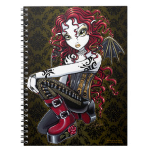 Carnet féerique rouge de tatouage tribal gothique