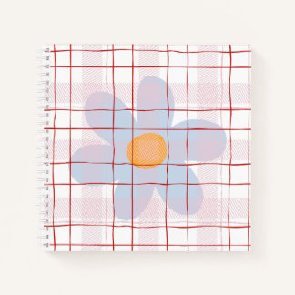 Carnet Féminin floral avec fond écossais Rose moderne