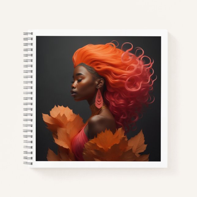 Carnet femme africaine cheveux orange (Devant)