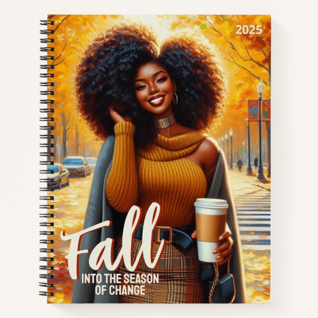Carnet Femme afro-américaine courbée dans un automne conf (Devant)
