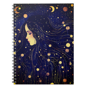Carnet Femme céleste déesse Lune étoiles Ciel