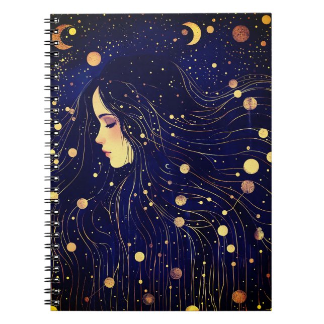 Carnet Femme céleste déesse Lune étoiles Ciel (Devant)