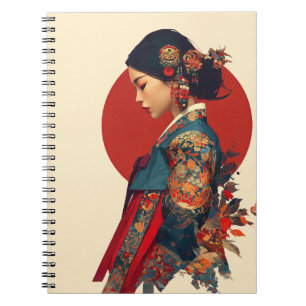 Carnet Femme coréenne élégante en portrait d'art de toile