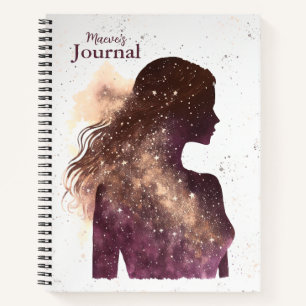 Carnet Femme des étoiles violet et Brown grand couverture