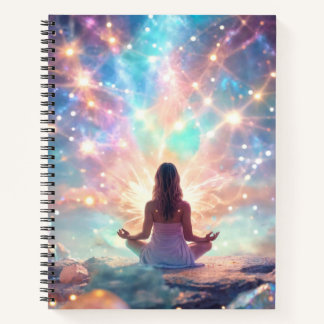 Carnet Femme en méditation Cosmic Connection Pailleté Pas