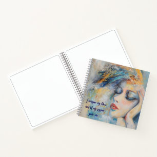 Carnet Femme mystique avec plumes SketchCarnet spiral