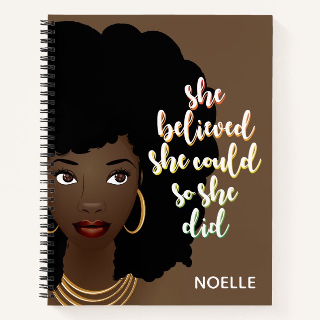 Carnet Femme Noire, Elle Croyait Pouvoir, Brown (Devant)