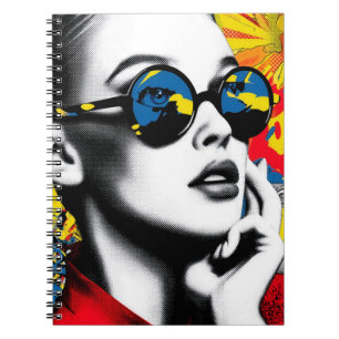 Carnet Femme pop art avec lunettes de soleil