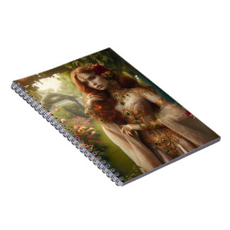 Carnet Femme préraphaélite dorée 2 dans le jardin