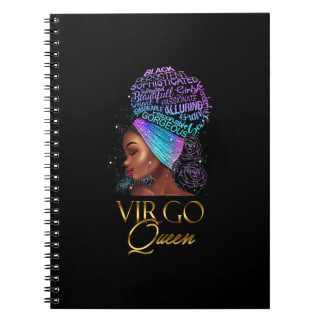 Carnet Femme Virgo Girl Septembre Août Reine Anniversaire (Devant)