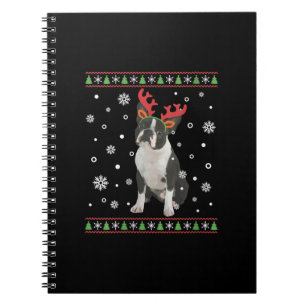 Carnet FEMMES Boston Terrier Xmas laide de Noël
